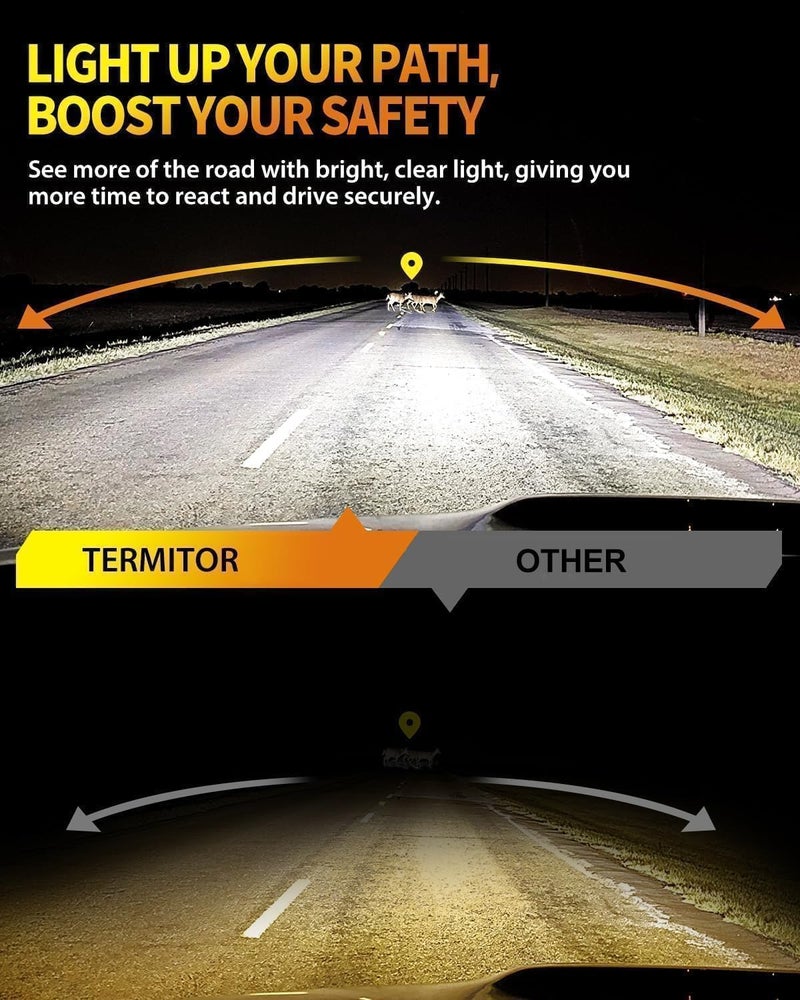 Termitor Upgraded H4/9003/HB2 Bulbs, 50,000LM 10X Super Bright, 1:1 Mini Size 6500K Cool White IP68 Waterproof Automotive Replacement H4 9003 Fog Lights, Quick Installation, Pack of 2 - Image 2